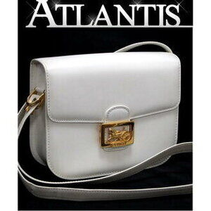 Celine Carriage Shoulder Bag White Leather